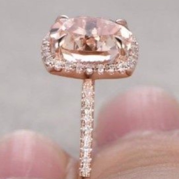 18K Rose Gold Plated with 4.25ct Morganite Ring - Picture 4 of 8